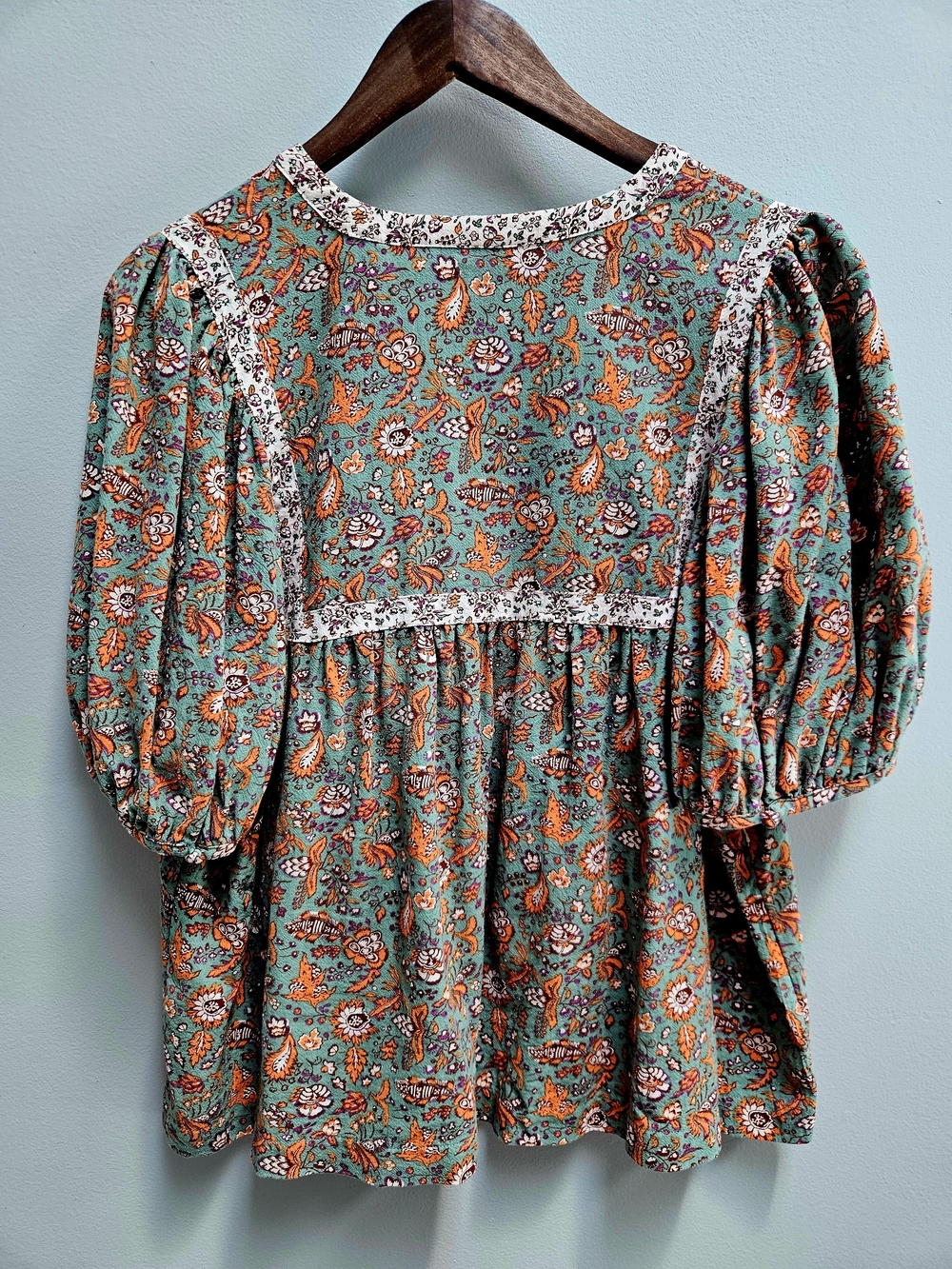 Universal Thread Puff Sleeve Floral Pattern Boho Top - Picture 5 of 10